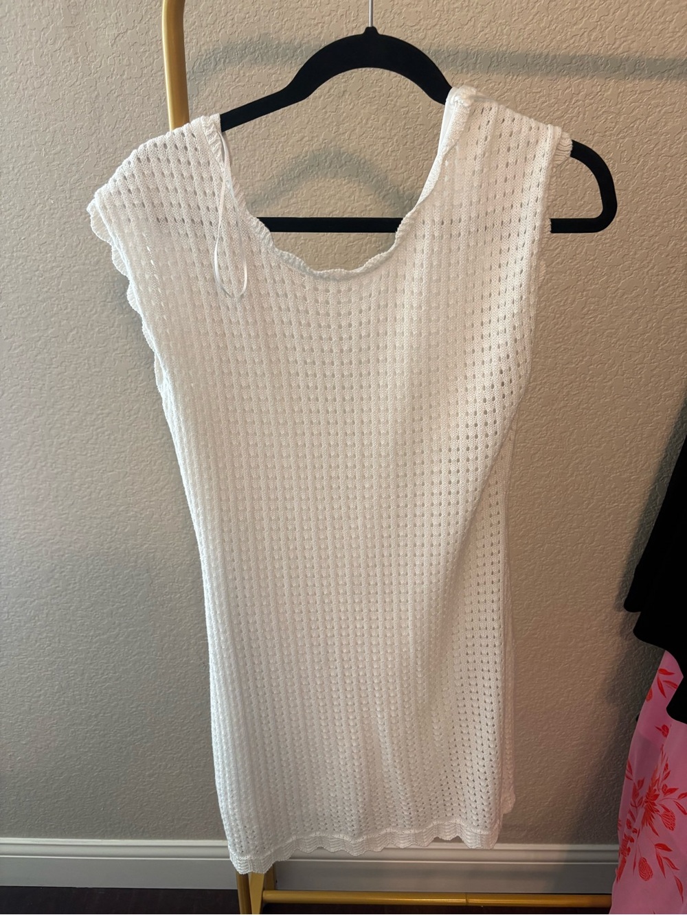Freshman White Ribbed Knit Tank Dress